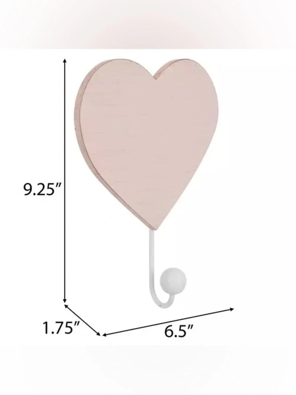 (2) Pink Heart Wood Wall Hook